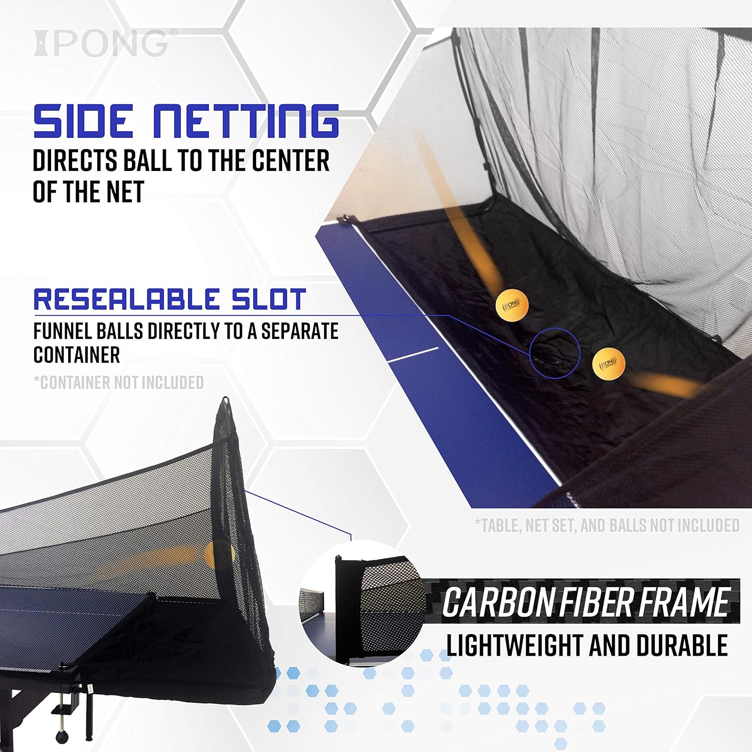 Detalle de iPong by JOOLA Carbon Fibre Table Tennis Ball Catch Net with Side Netting