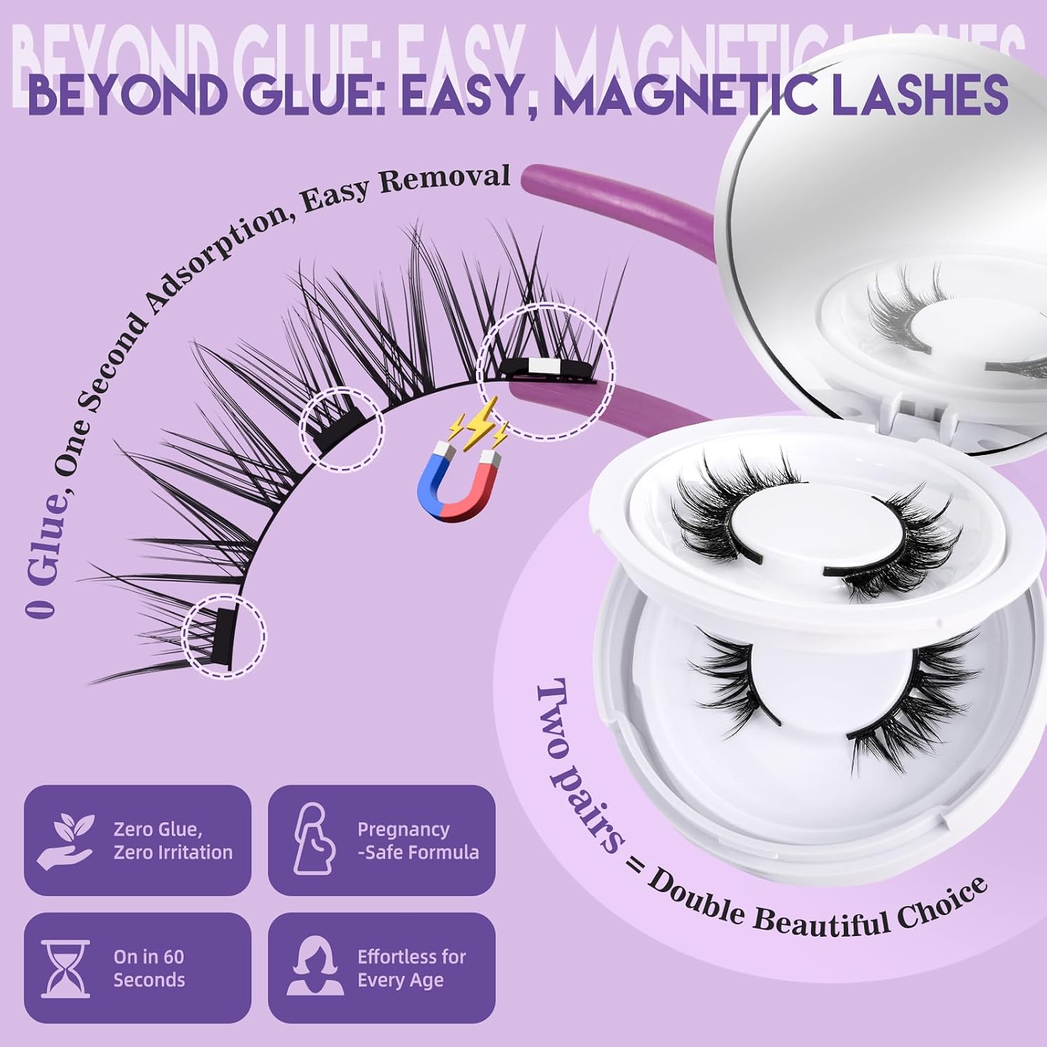 Detalle de B&Q Magnetic Eyelashes with Applicator, 2 Pairs, Manga Look, 3 Magnets