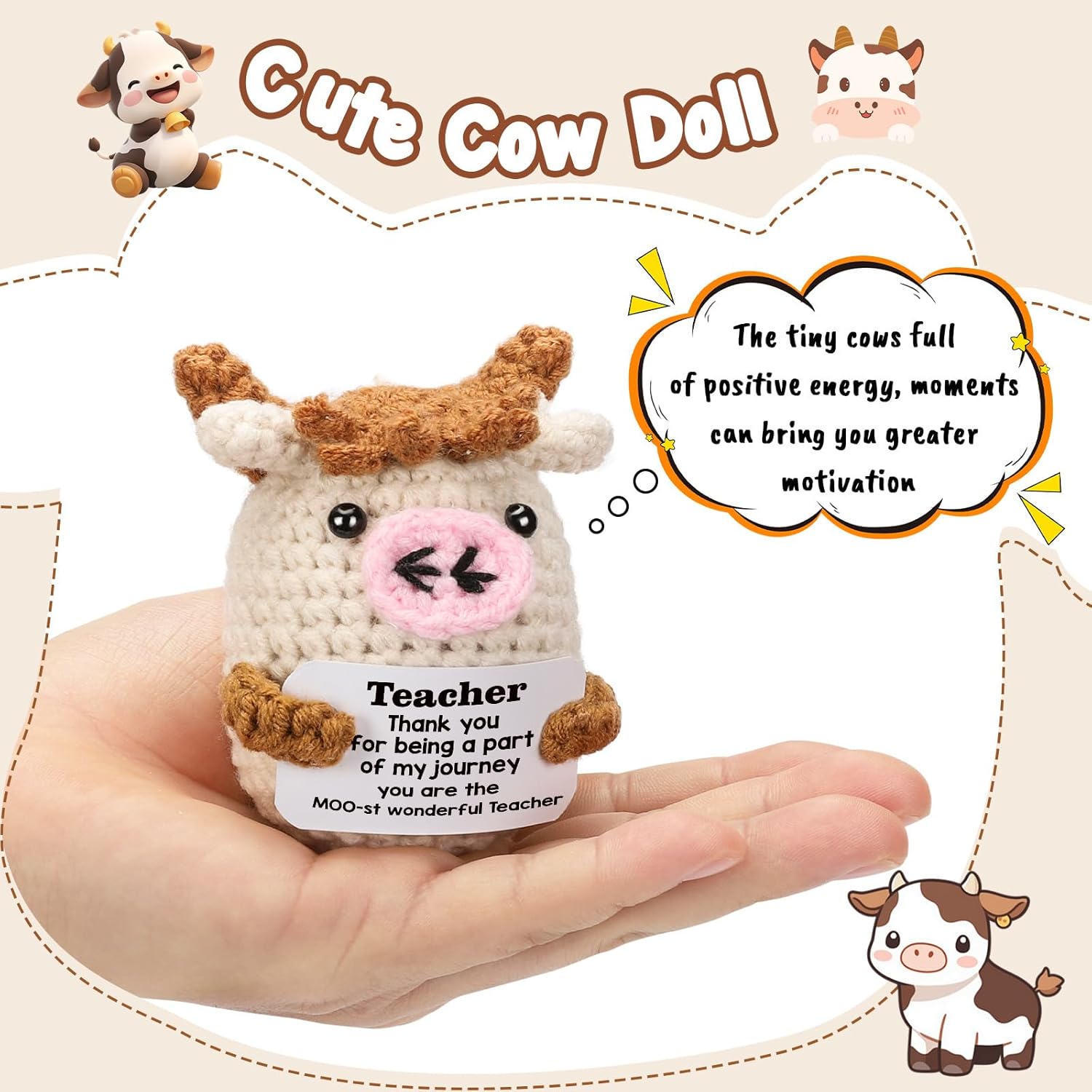 Thumbnail 1 de YUEYUQIU Handmade Crochet Cow Teacher Gift – Thoughtful Thank You for Women Teachers