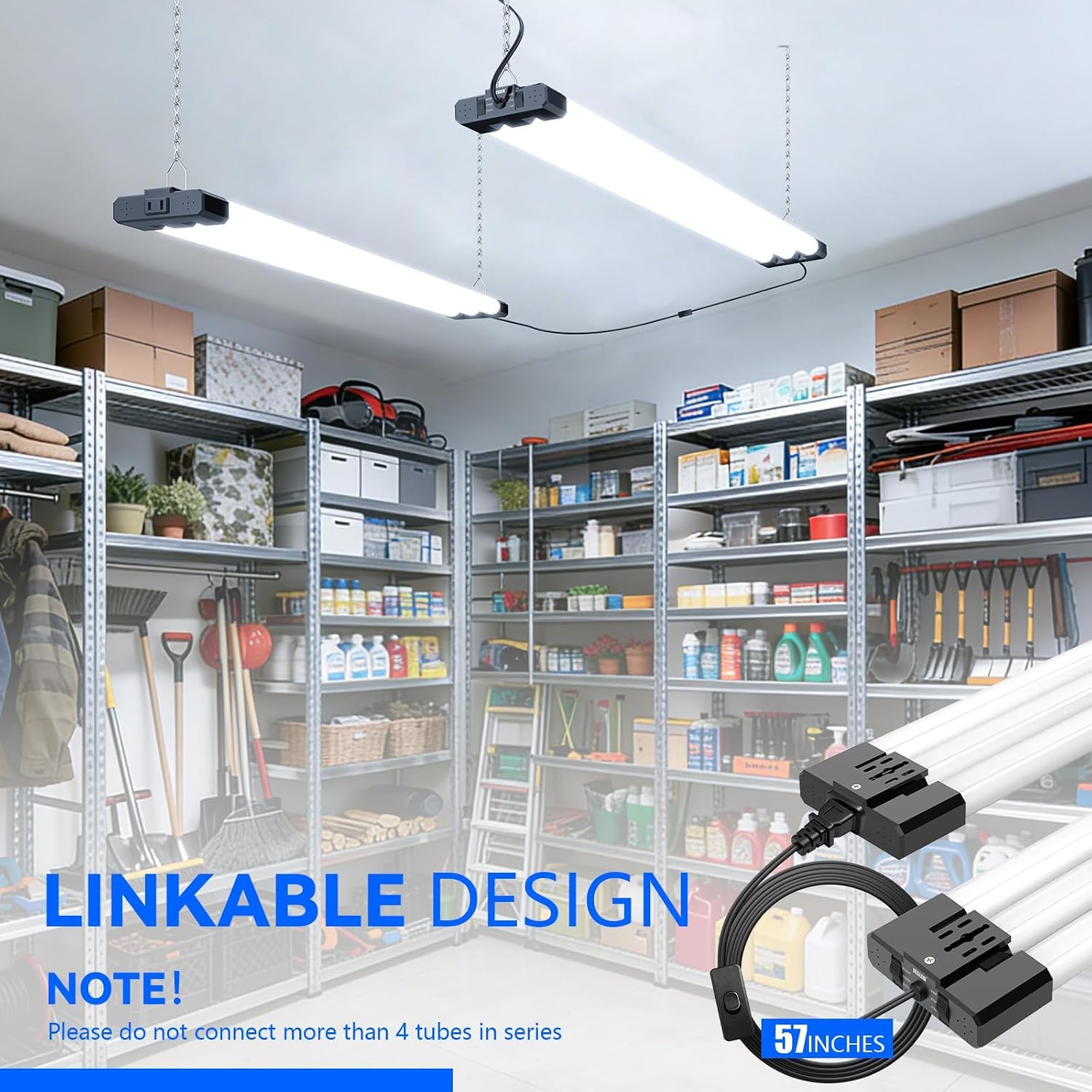 Thumbnail 6 de JESLED 4FT LED Shop Light, 30W–50W Selectable, 3CCT, 7,500 lm