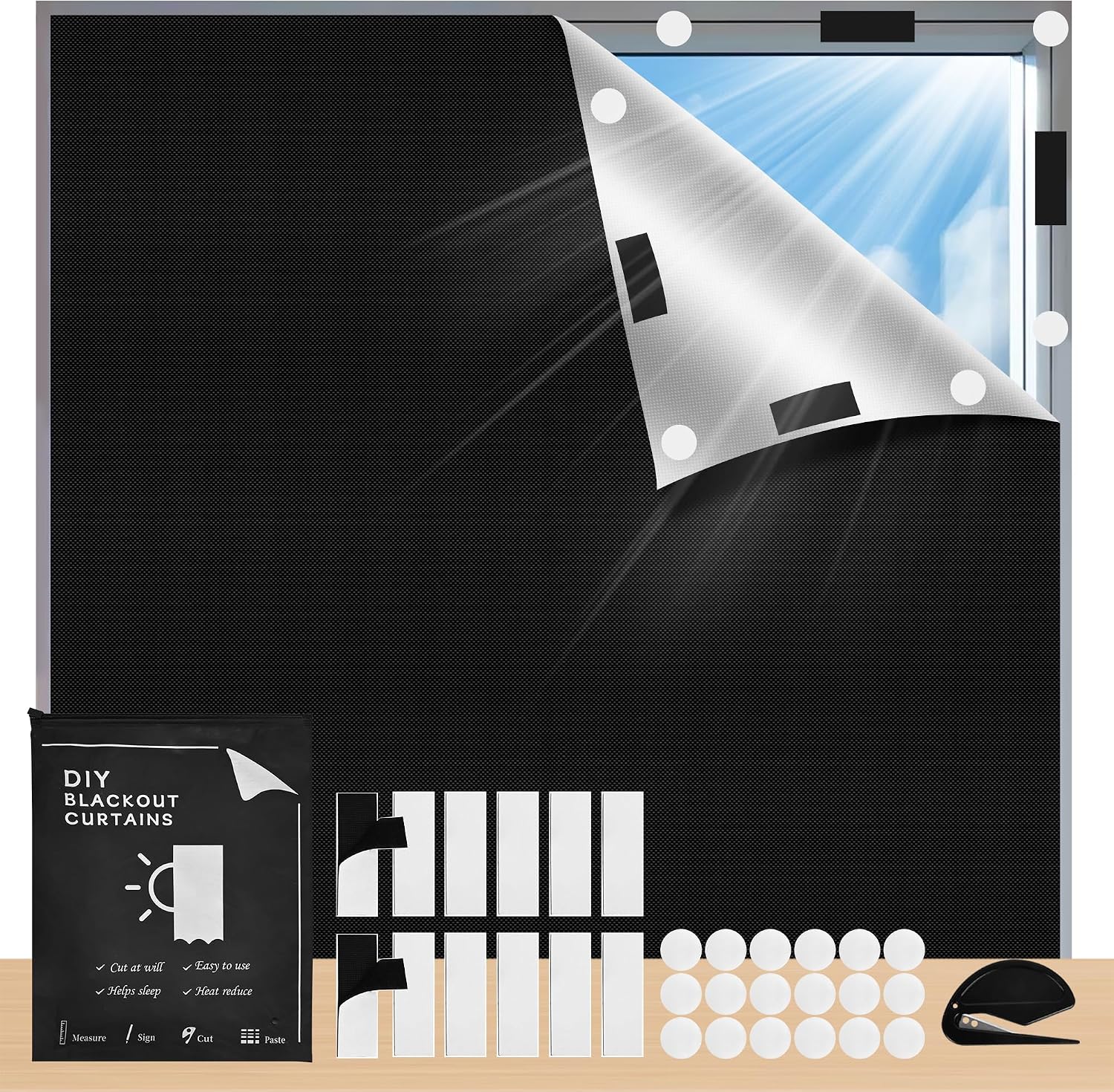 Detalle de TIYCNIY Blackout Blind 200x145cm — portable no-drill light blocking for bedrooms, nurseries and travel