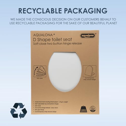 Thumbnail 6 de AQUALONA Premium Thermoplastic D-Shape Toilet Seat with Soft Close Hinges