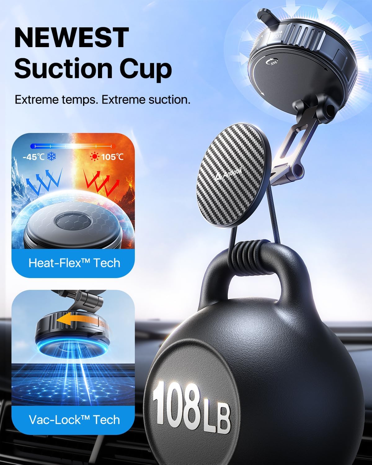 Detalle de Andobil Magnetic Car Phone Mount with 3-axis Arm
