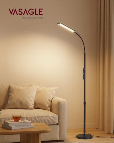 Thumbnail 1 de VASAGLE Lampadaire LFL007BD02 — Lampe de lecture noir mat à hauteur réglable et col de cygne orientable 360°