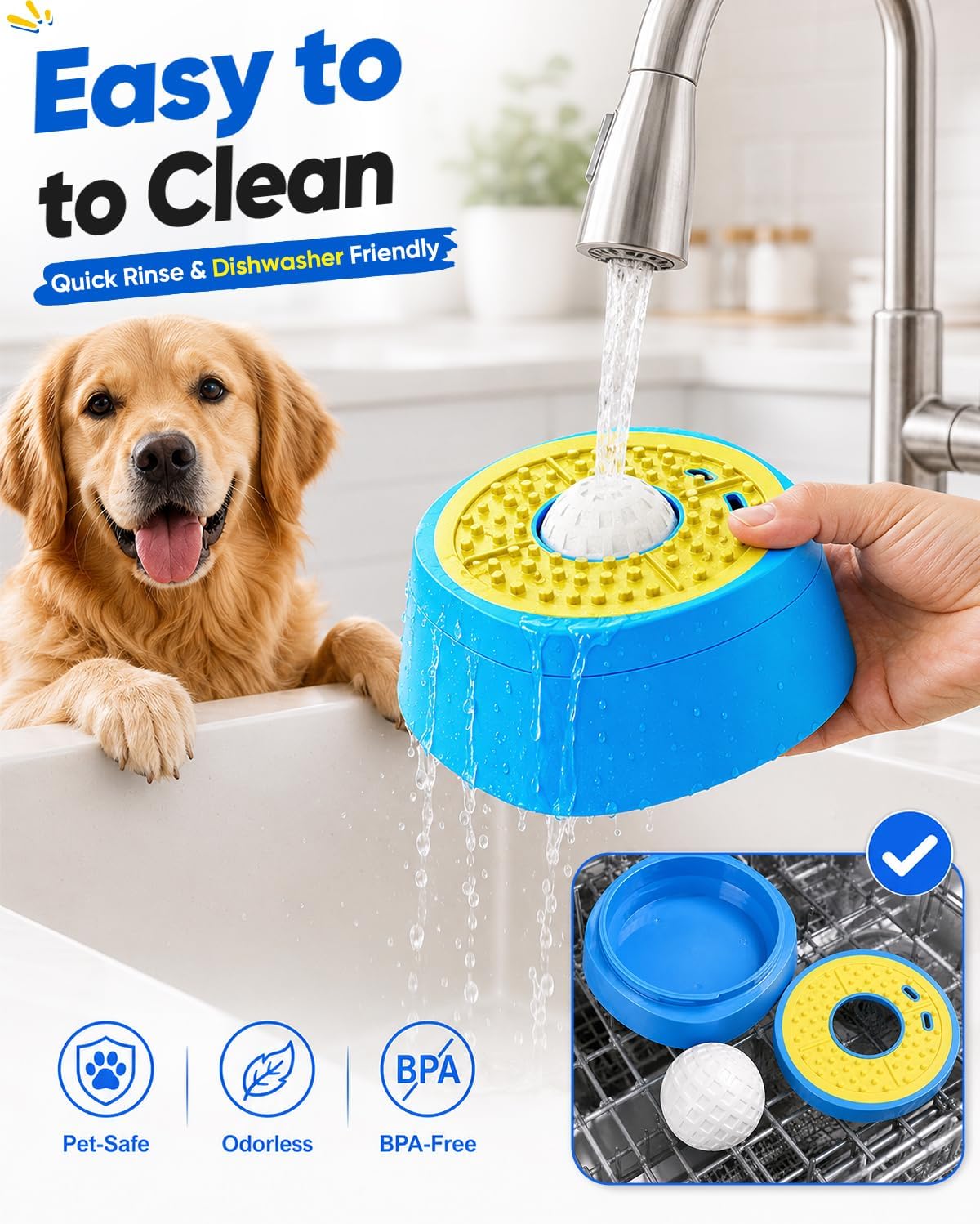 Thumbnail 6 de Slow Feeder Dog Bowl with Rolling Lick Ball
