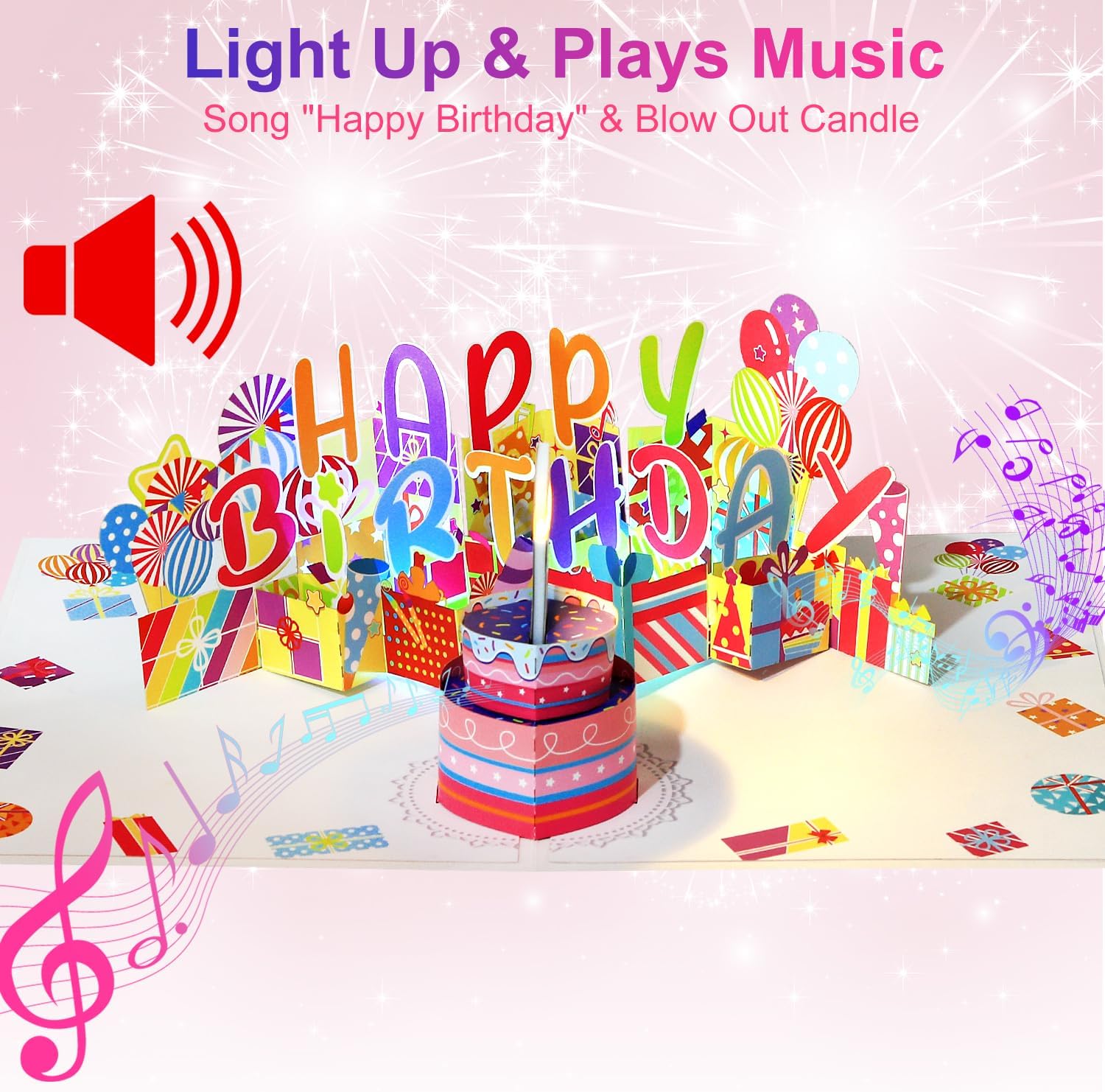 Thumbnail 1 de Yinqing Light & Music 3D Pop-Up Birthday Card with Blowable Candle