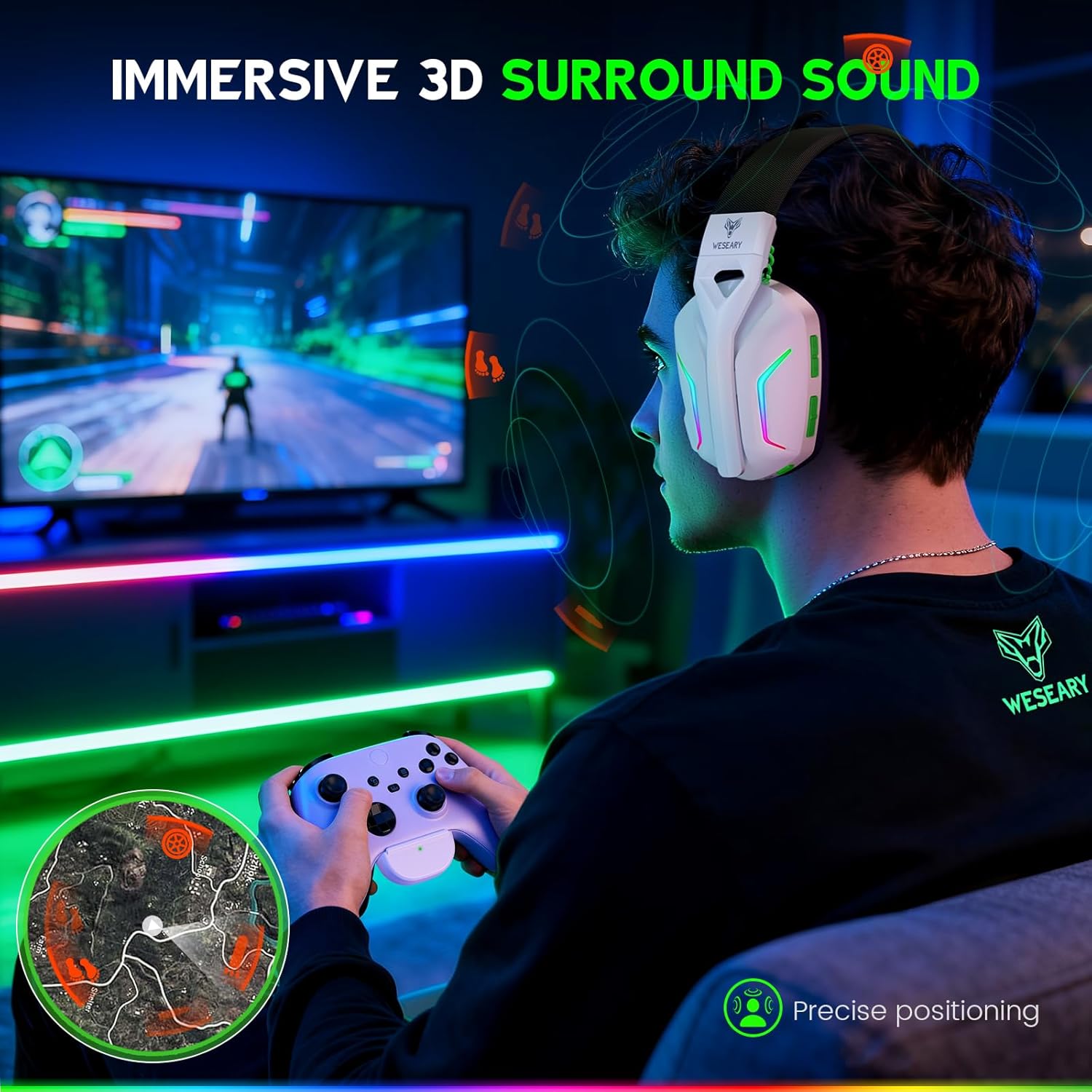 Thumbnail 2 de WESEARY Wireless Gaming Headset for Xbox Series X|S, 2.4GHz Low-Latency + Bluetooth 5.4