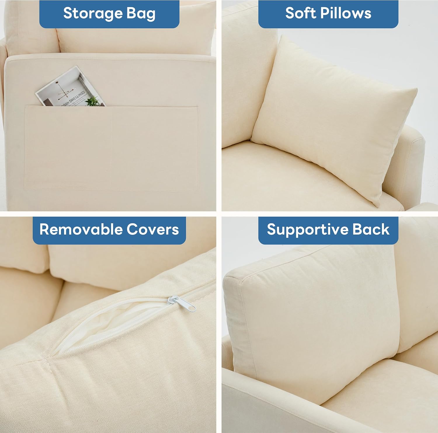 Detalle 2 de Iroomy ZLUS-MDL006-3S+O L-Shaped Modular Sectional Sofa with Ottoman, Chenille