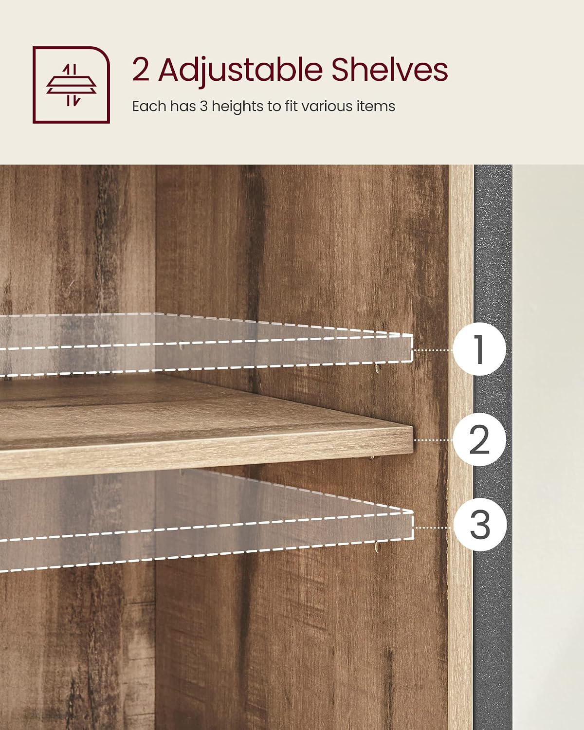 Detalle de VASAGLE Daxton Collection LSC100B50 Storage Cabinet with Adjustable Shelf