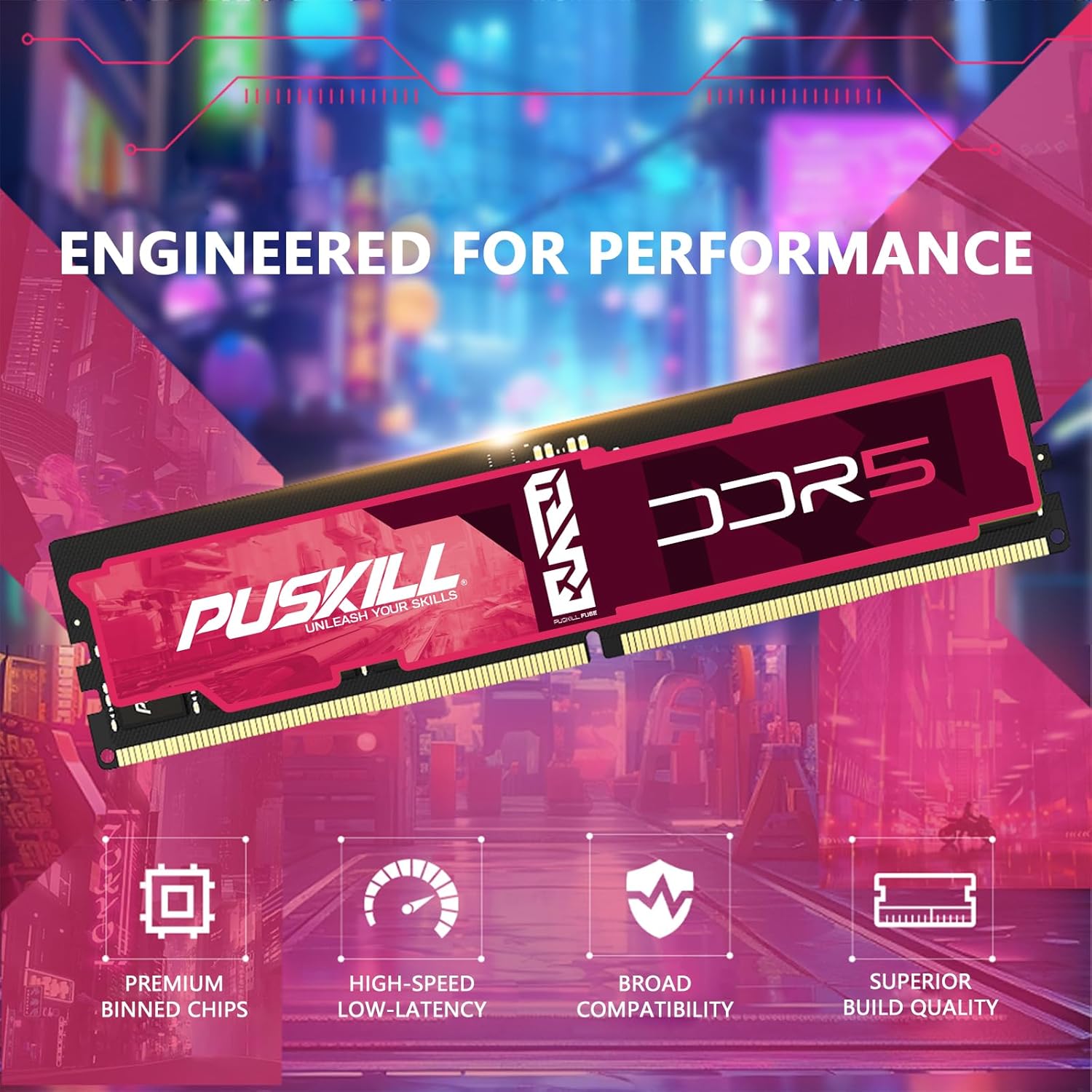 Thumbnail 5 de PUSKILL 32GB DDR5 (2x16GB) 6000MHz CL30 Desktop RAM for Gaming—XMP 3.0 & AMD EXPO Ready