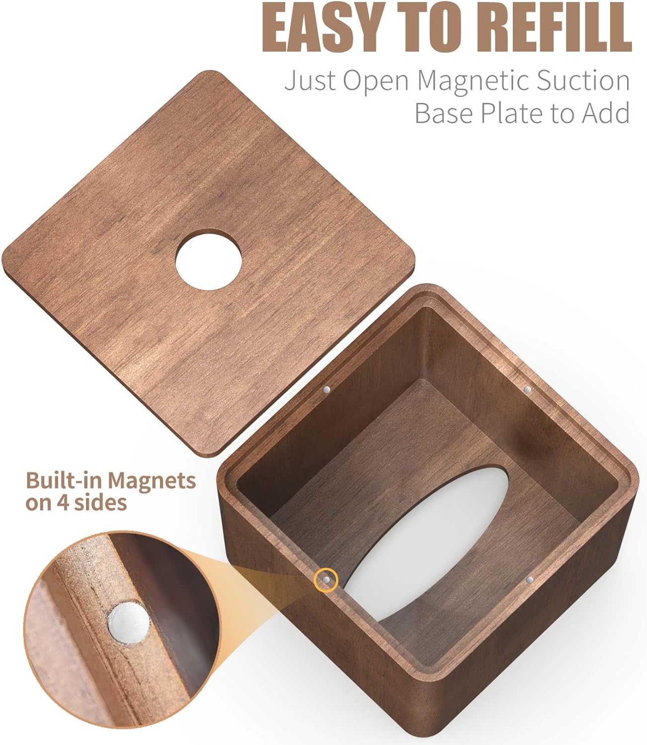 Detalle 2 de Livelab Tissue Box Cover Square – Oak Wood Cube for Modern Farmhouse Decor
