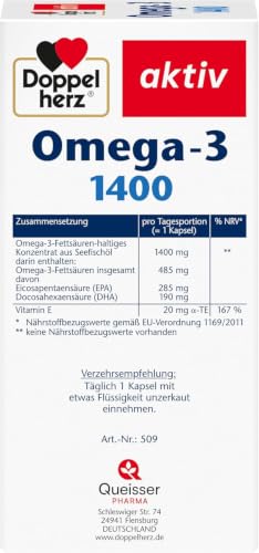 Thumbnail 6 de Doppelherz Omega-3 1400 – Hochdosiertes Seefischöl-Nahrungsergänzungsmittel mit Vitamin E