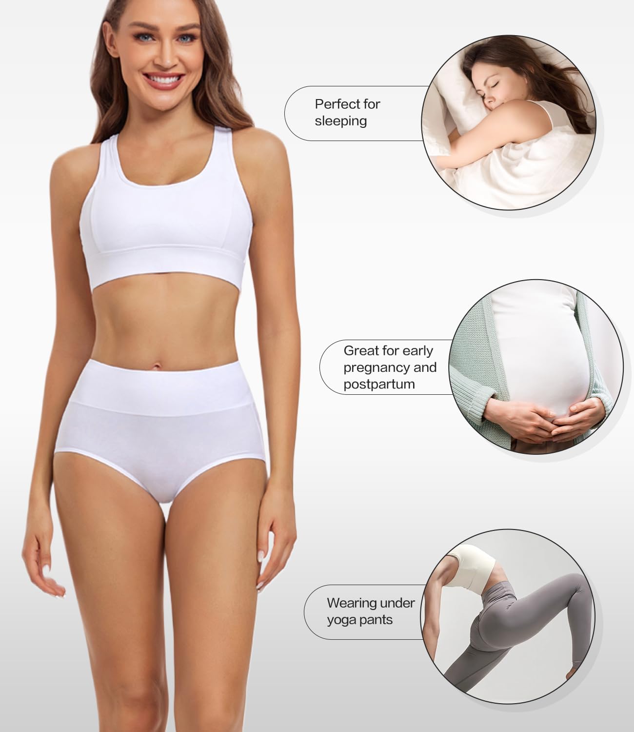 Detalle de Wirarpa Women's High Waisted Cotton Panties — 5 Pack, Full Coverage Briefs