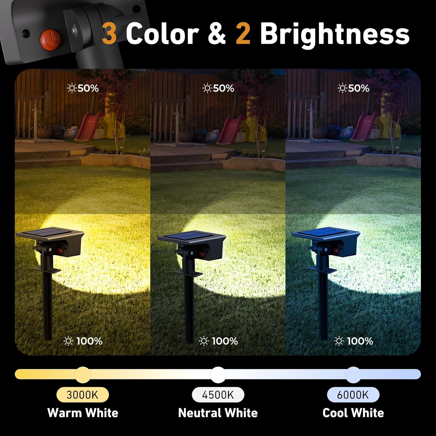 Thumbnail 1 de btfarm 6 luces solares LED exterior IP65 para jardín con 3 temperaturas de color (3000K/4500K/6000K)