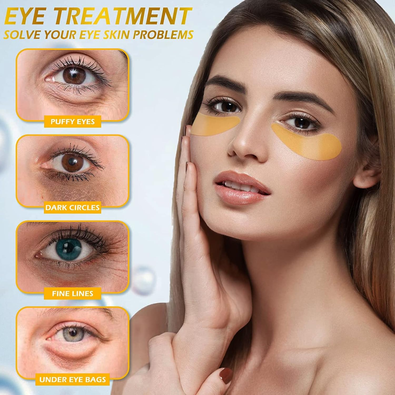 Detalle 2 de 60 Pcs Patch Occhi 24K Gold: cerchi un aiuto efficace per trucco e contorno occhi?