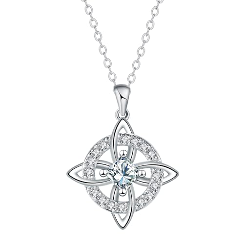 Detalle de J.MUEN Collar Nudo de Bruja Plata de Ley 925 – Nudo Celta para Mujeres