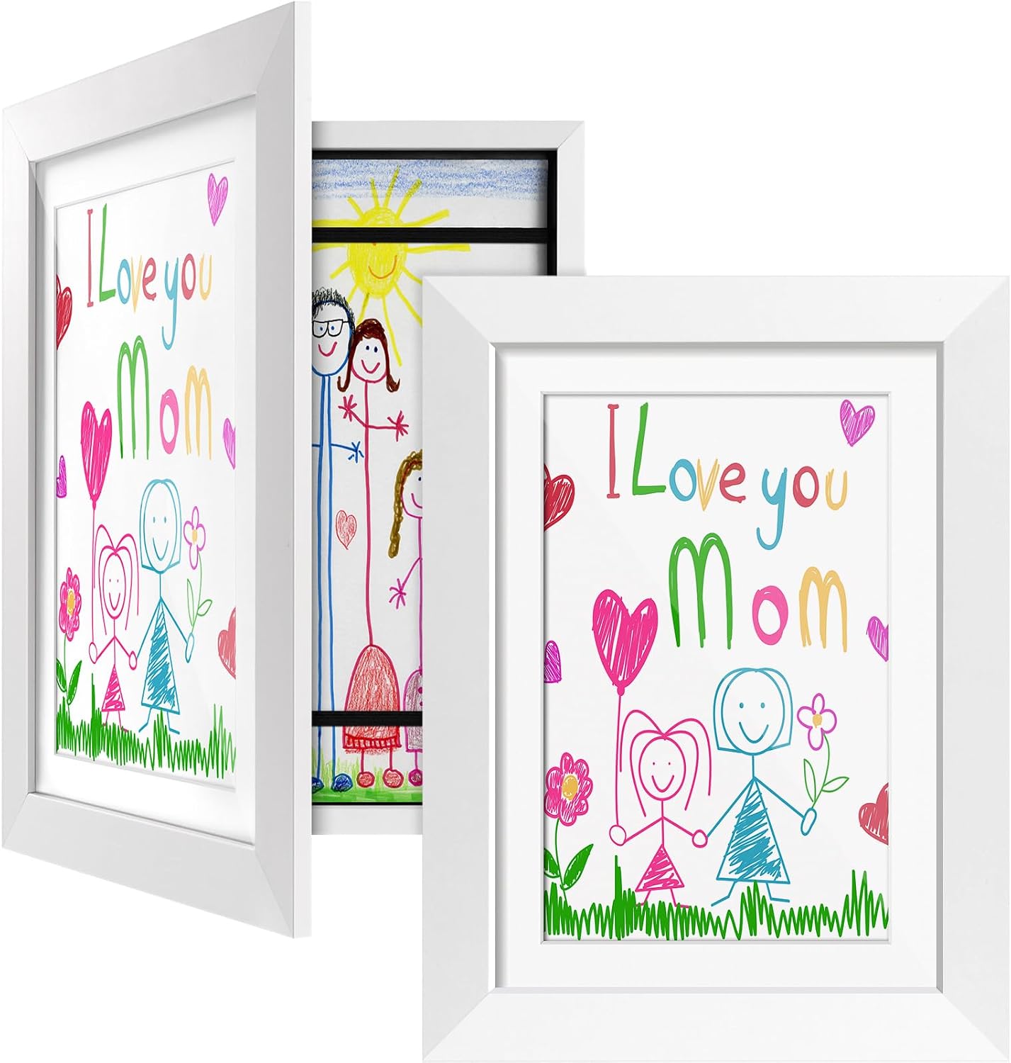 Detalle de Vantimo Cadre photo A4 Dessin Enfant avec rangement jusqu’à 150 œuvres – présentation et stockage des dessins