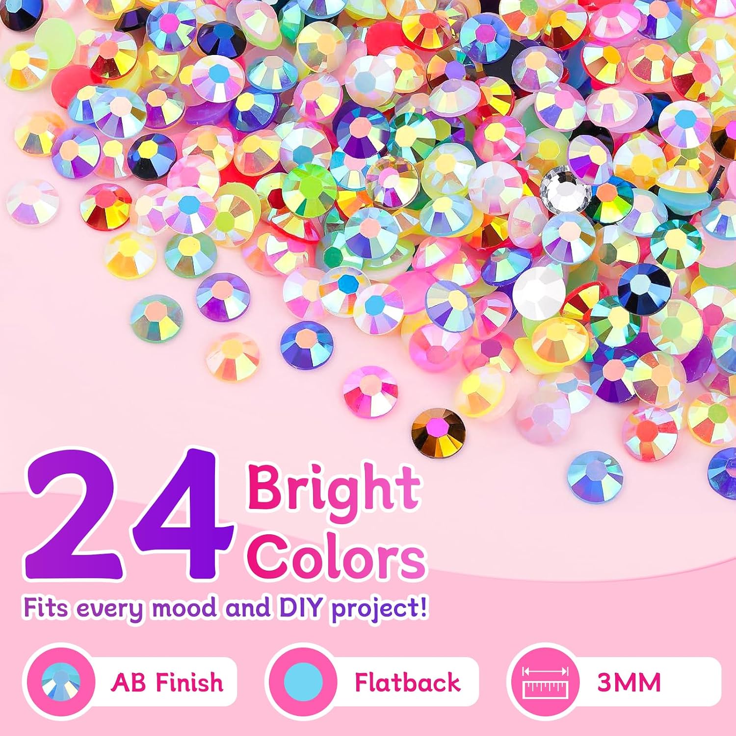 Detalle de 30000 PCS Resin Jelly Rhinestones Bedazzling Kit – 3mm Flat Back Nail Gems with Tweezers and Pen
