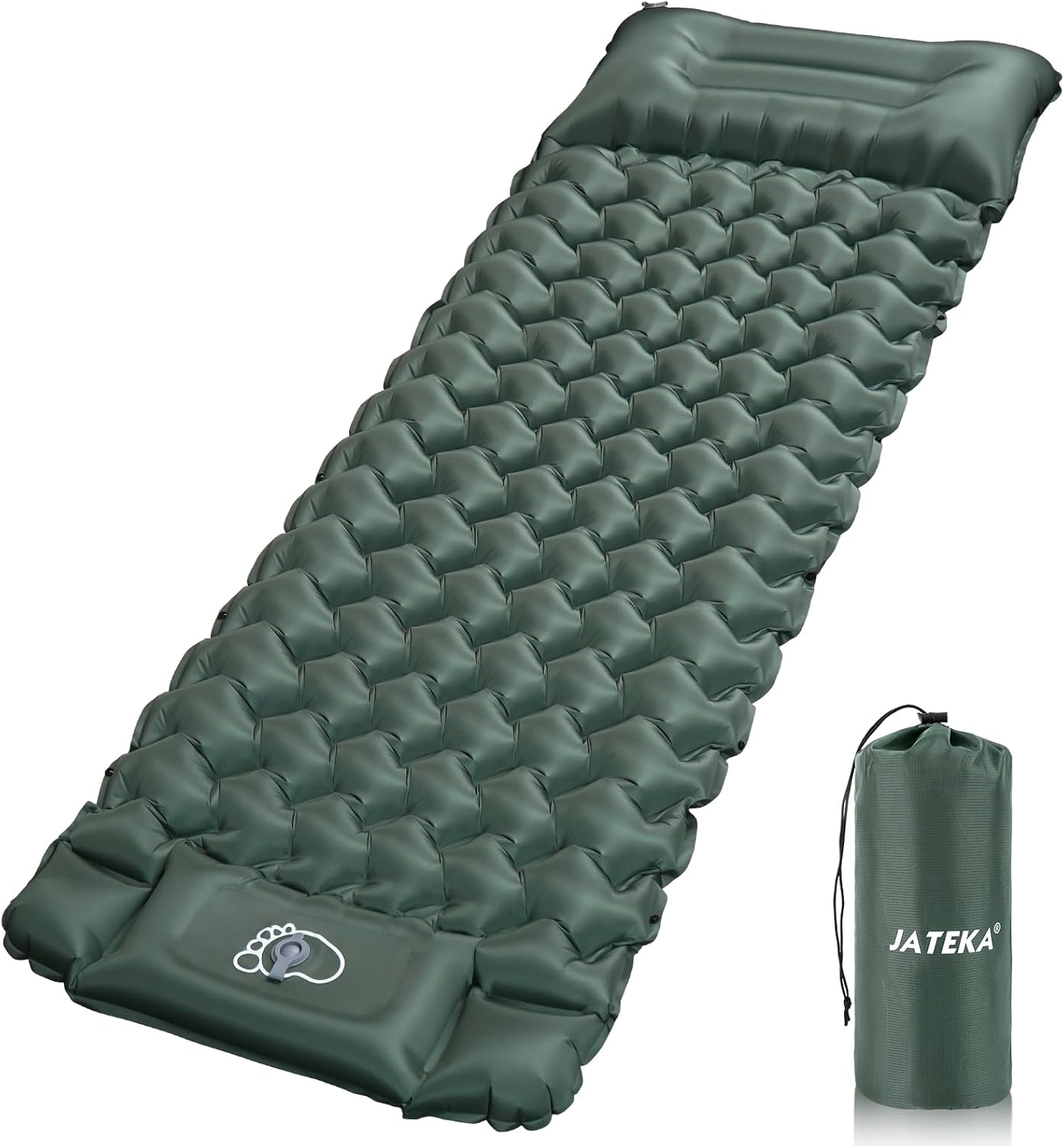 Detalle de JATEKA Esterilla Camping Inflable con Bomba de Pie y Almohada Integrada