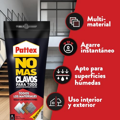 Detalle de Pattex No Más Clavos Para Todo HighTack: adhesivo de montaje resistente para superficies húmedas y extremos de temperatura