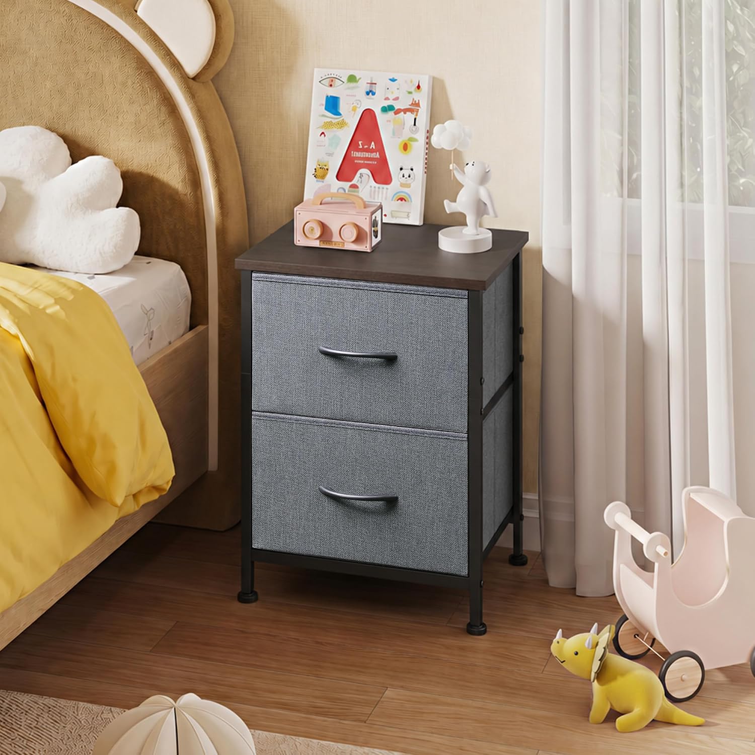 Thumbnail 6 de WLIVE Nightstand 2-Drawer Bedside Table