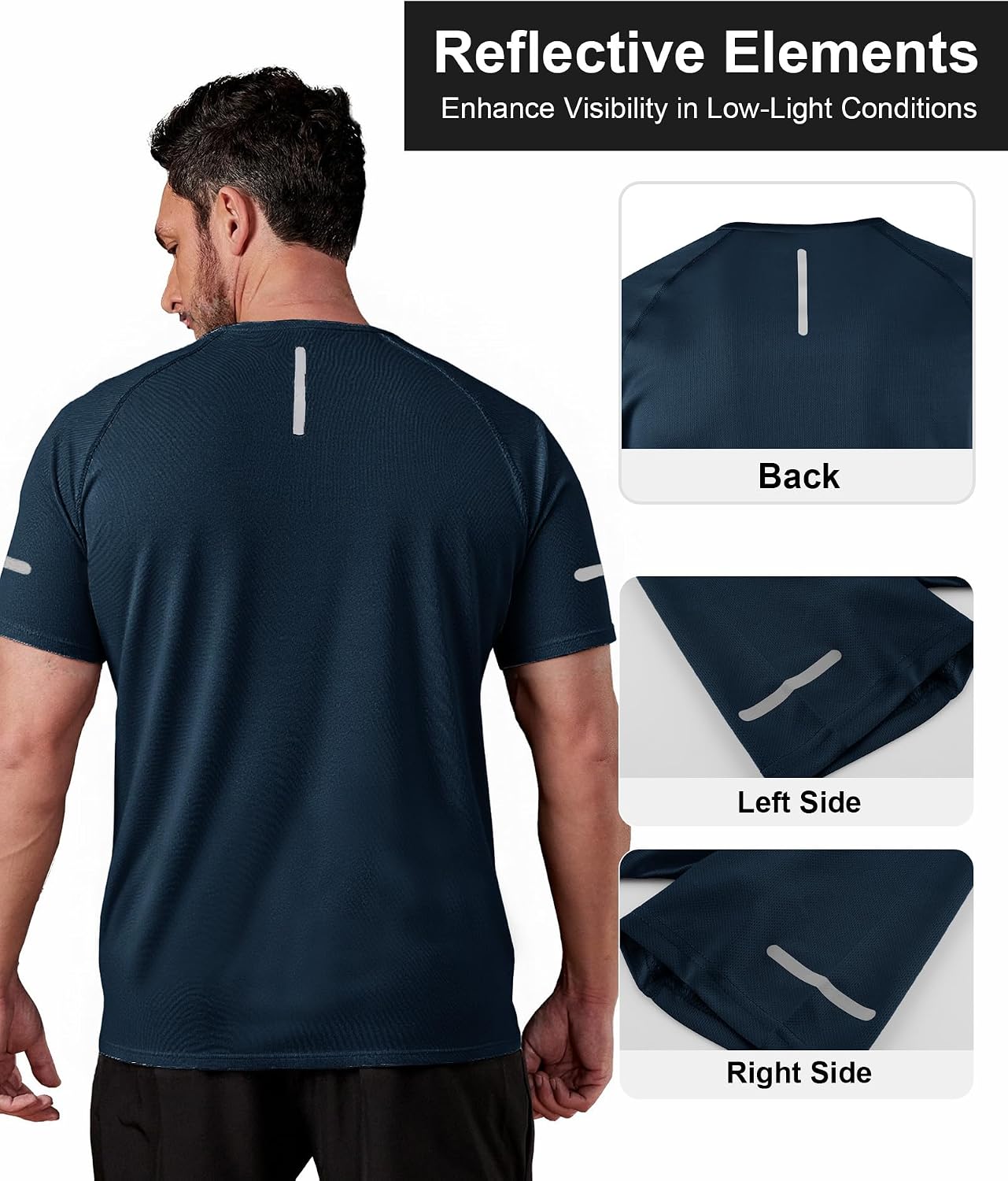 Detalle de ZITY 3 Pezzi T-Shirt Uomo Sportive – Set da 3 magliette leggere, traspiranti e ad asciugatura rapida