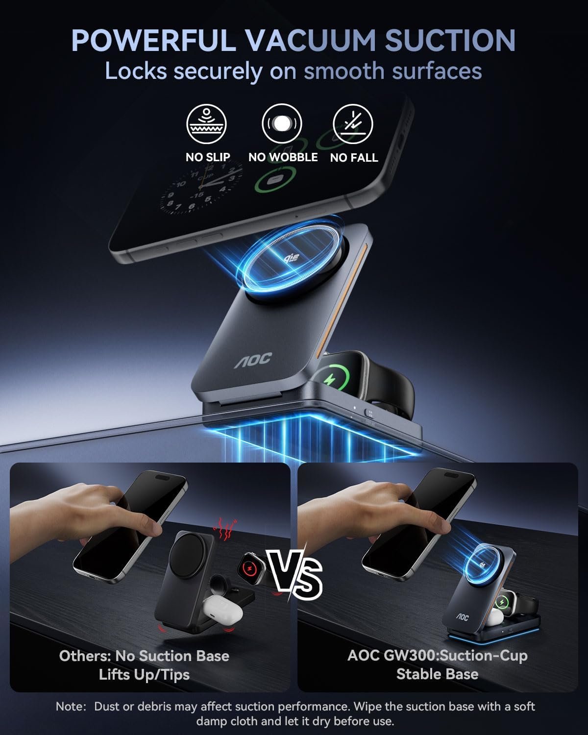 Detalle de AOC 3-in-1 Wireless Charging Station GW300