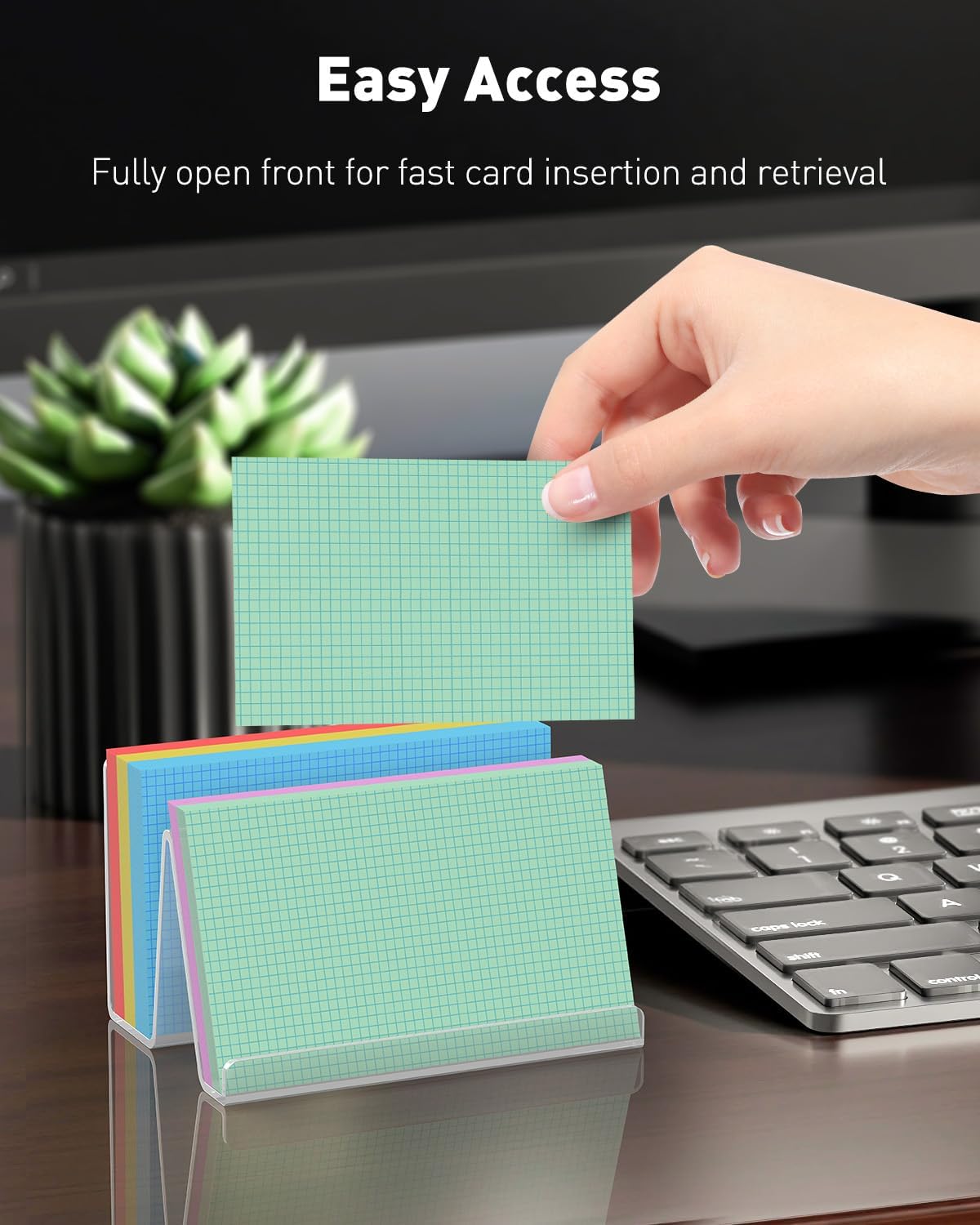 Thumbnail 3 de Uniclife lot de 2 porte-fiches en acrylique transparent (7,6 x 12,7 cm) pour cartes de visite