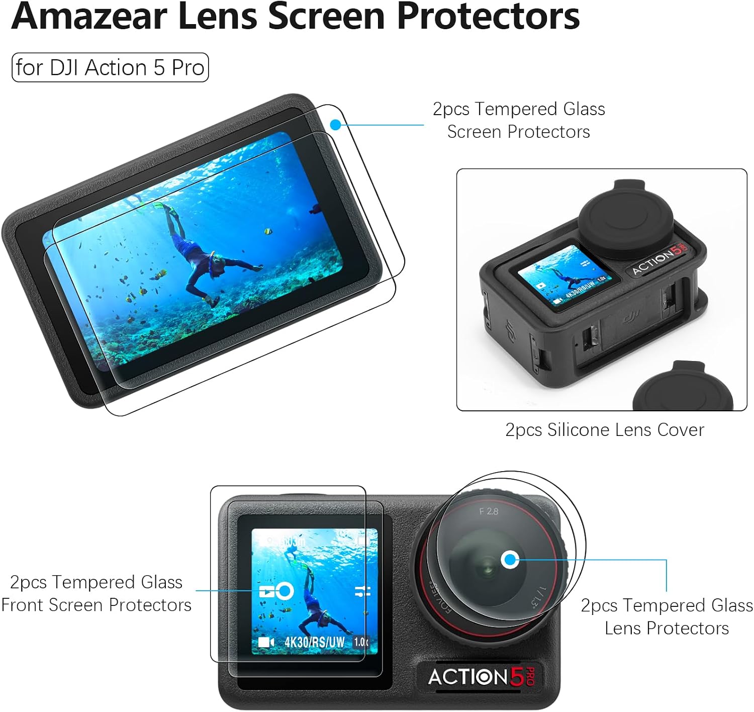 Detalle 2 de AMAZEAR Displayschutzfolie fĂŒr DJI Osmo Action5 Pro đ„