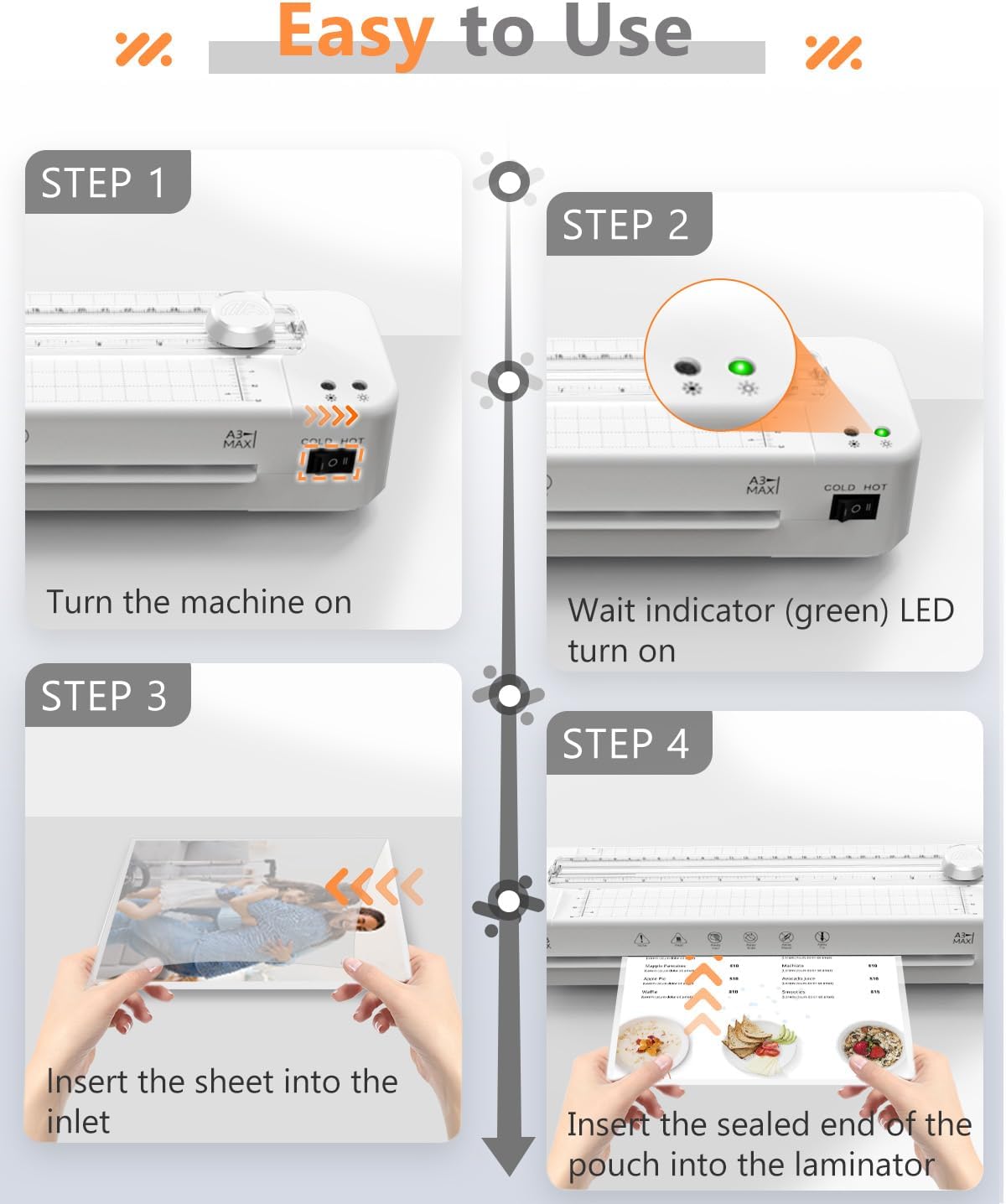 Thumbnail 5 de Raycial A3 Laminator Machine with Built-in Cutter & Corner Rounder (Fast Warm-up) for Home Office and School