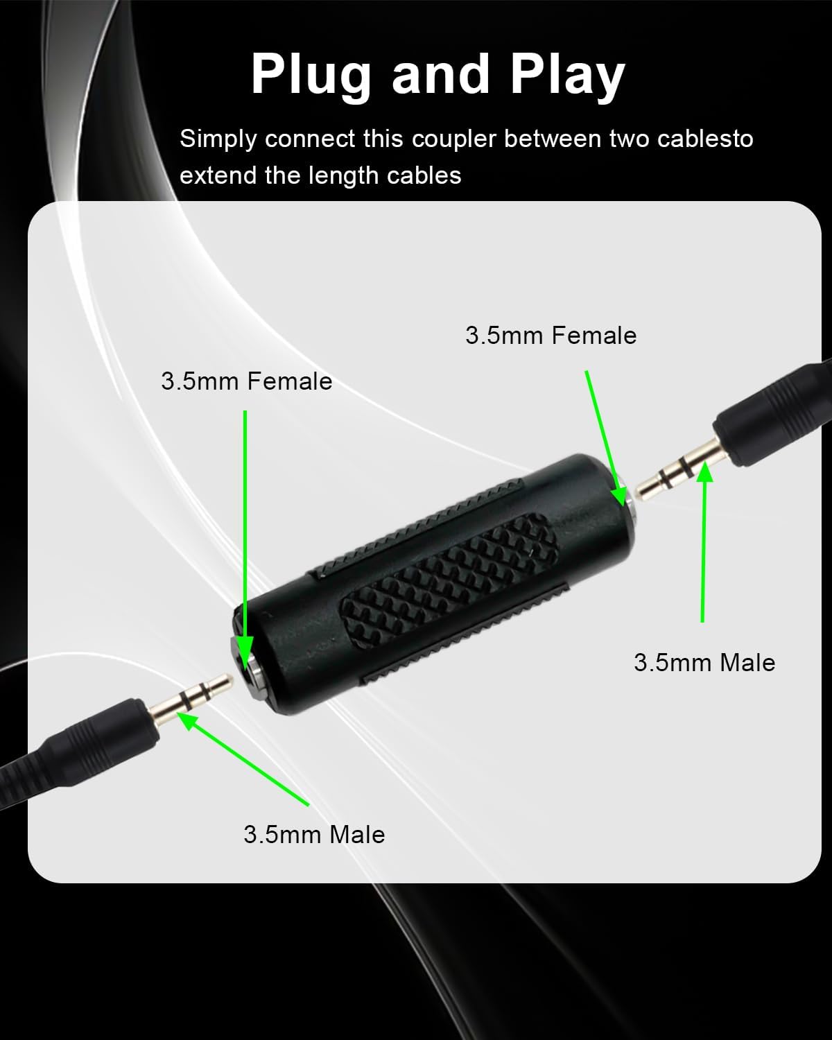 Thumbnail 1 de SPTSSWET 3.5mm Female-to-Female Coupler (2 Pack) — AUX Adapter for Extended Audio Connections