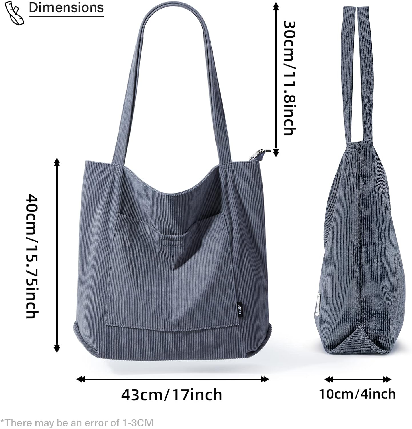 Detalle de KALIDI corduroy tote bag 17-inch