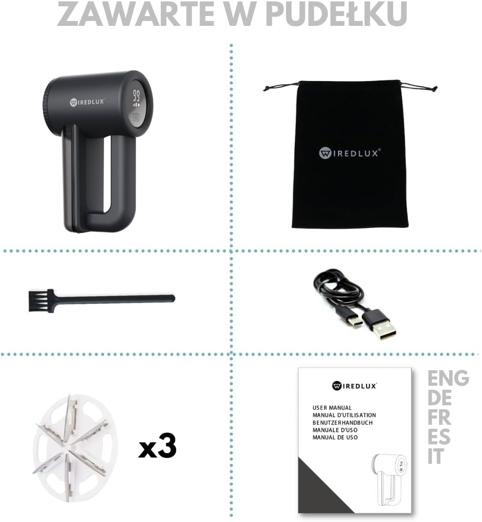 Thumbnail 6 de WiredLux FS-9955A – elektryczna golarka do ubrań, 3 prędkości, LED, USB-C