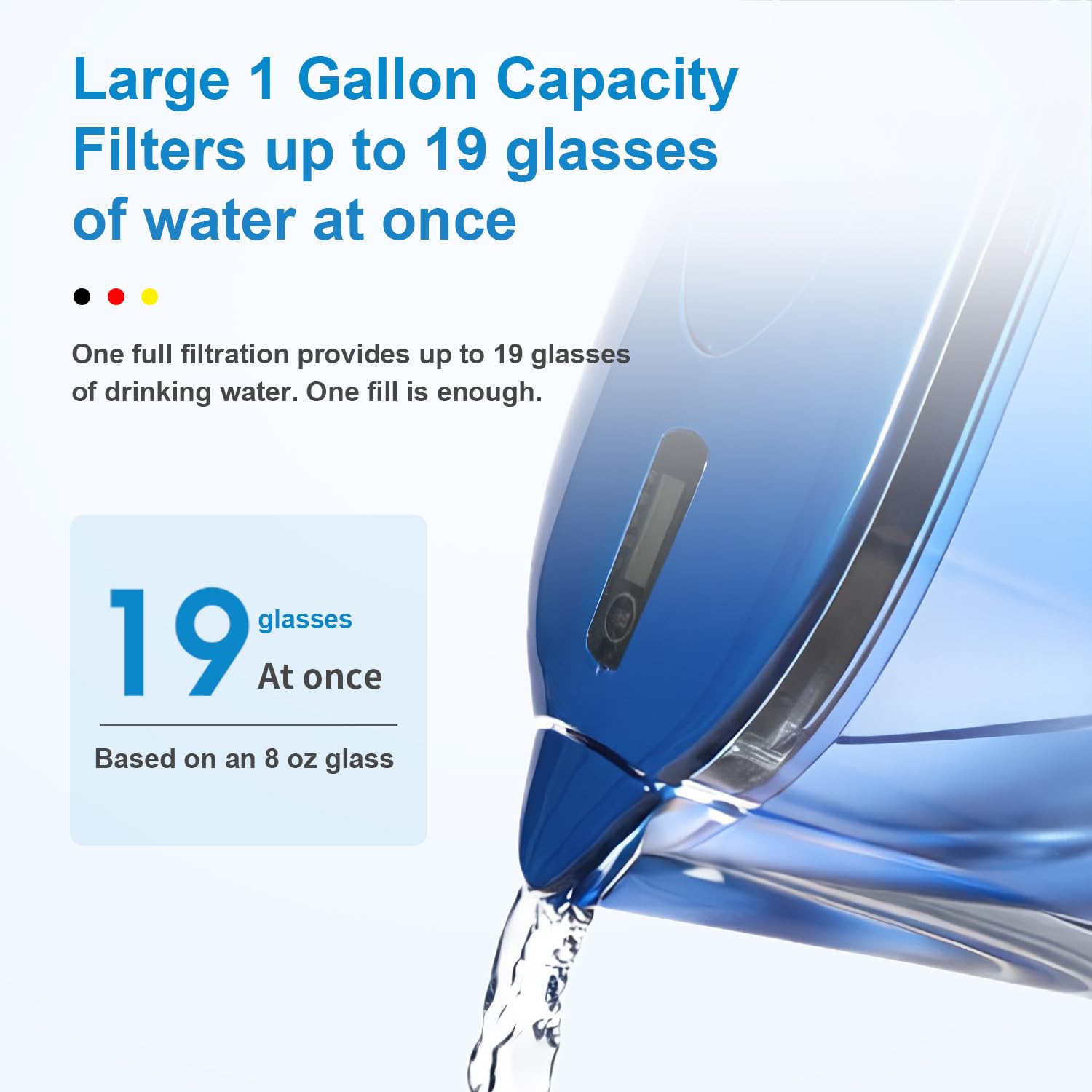 Detalle de Watus 1H1X Water Filter Jug, 3.8 Litres, Blue with Activated Carbon Filter