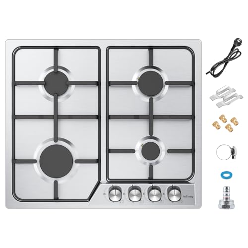 Thumbnail 9 de Plaque de Cuisson Gaz 4 Feux Encastrable IsEasy – 7200 W, Inox et Verre Noir