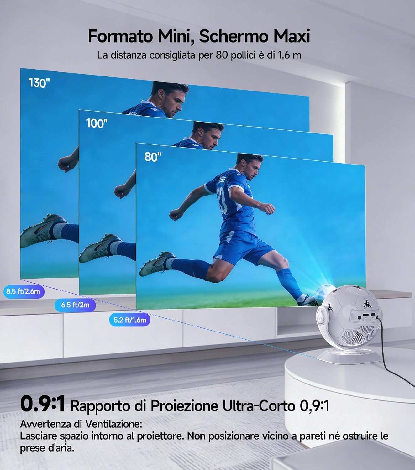 Detalle 2 de Magcubic Mini Proiettore Portatile HY300F Sferico 4K, Android 14, WiFi 6 e Auto Keystone