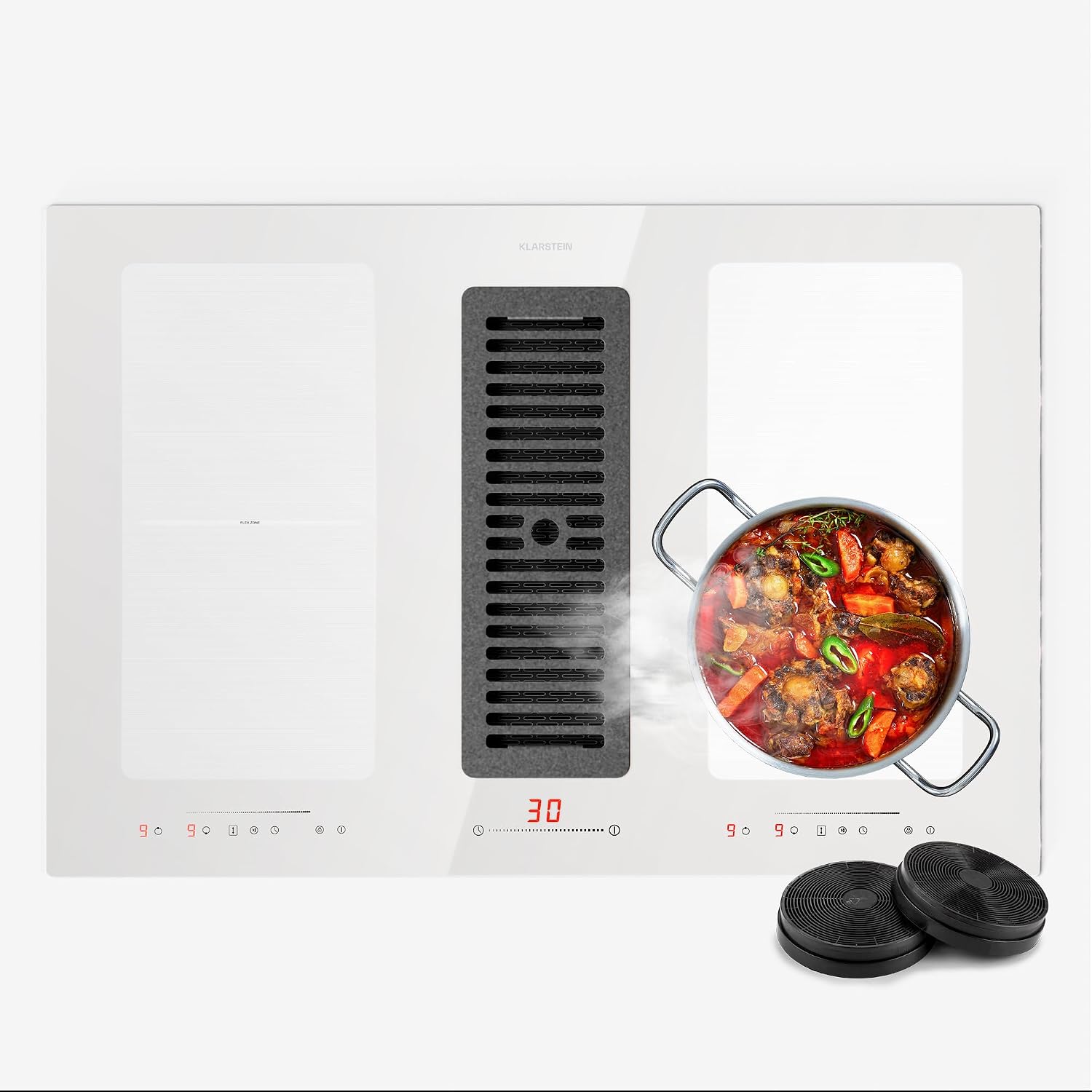 Detalle de Klarstein 4060656520709 – płyta indukcyjna 2 w 1 z okapem, 77 cm, 6000 W