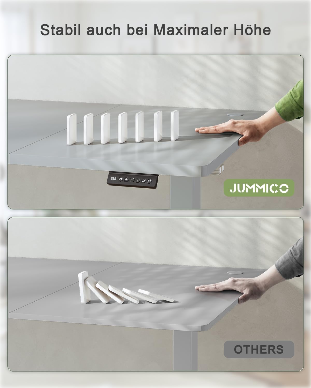 Thumbnail 6 de JUMMICO elektrisch höhenverstellbarer Schreibtisch mit USB-Ladeanschluss, 160 x 70 cm (Grau)