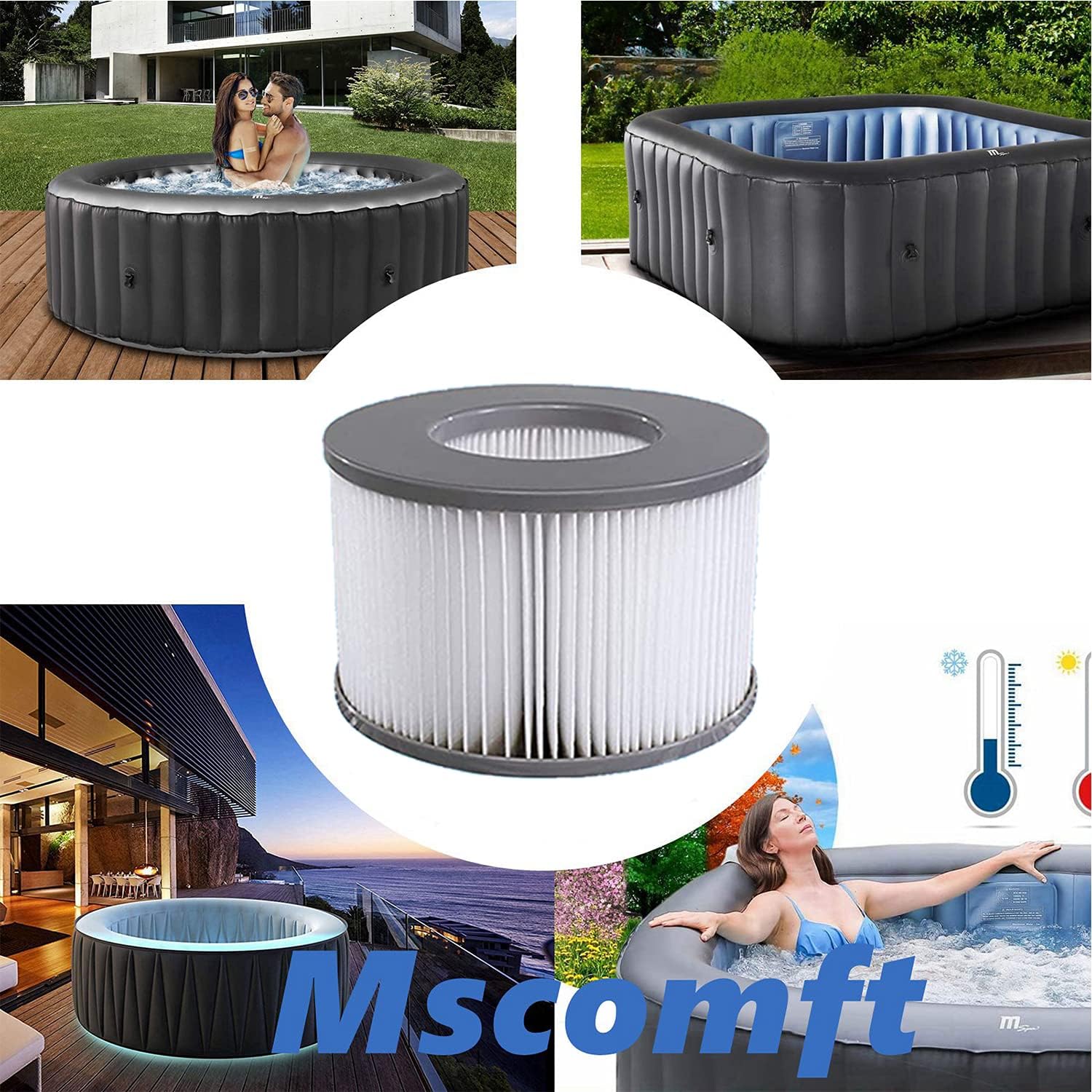 Thumbnail 5 de Mscomft Filtro di Ricambio per Vasca Idromassaggio e Spa Intex/Inflatable – 4 Pezzi, 90 Lamelle