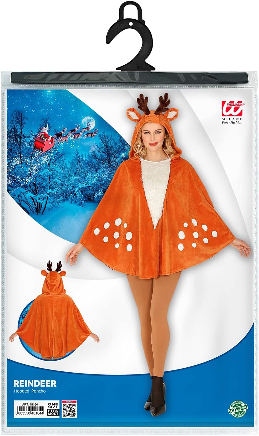 Detalle de Widmann Milano Party Fashion Poncho mit Kapuze – Reh-Kostüm für Erwachsene
