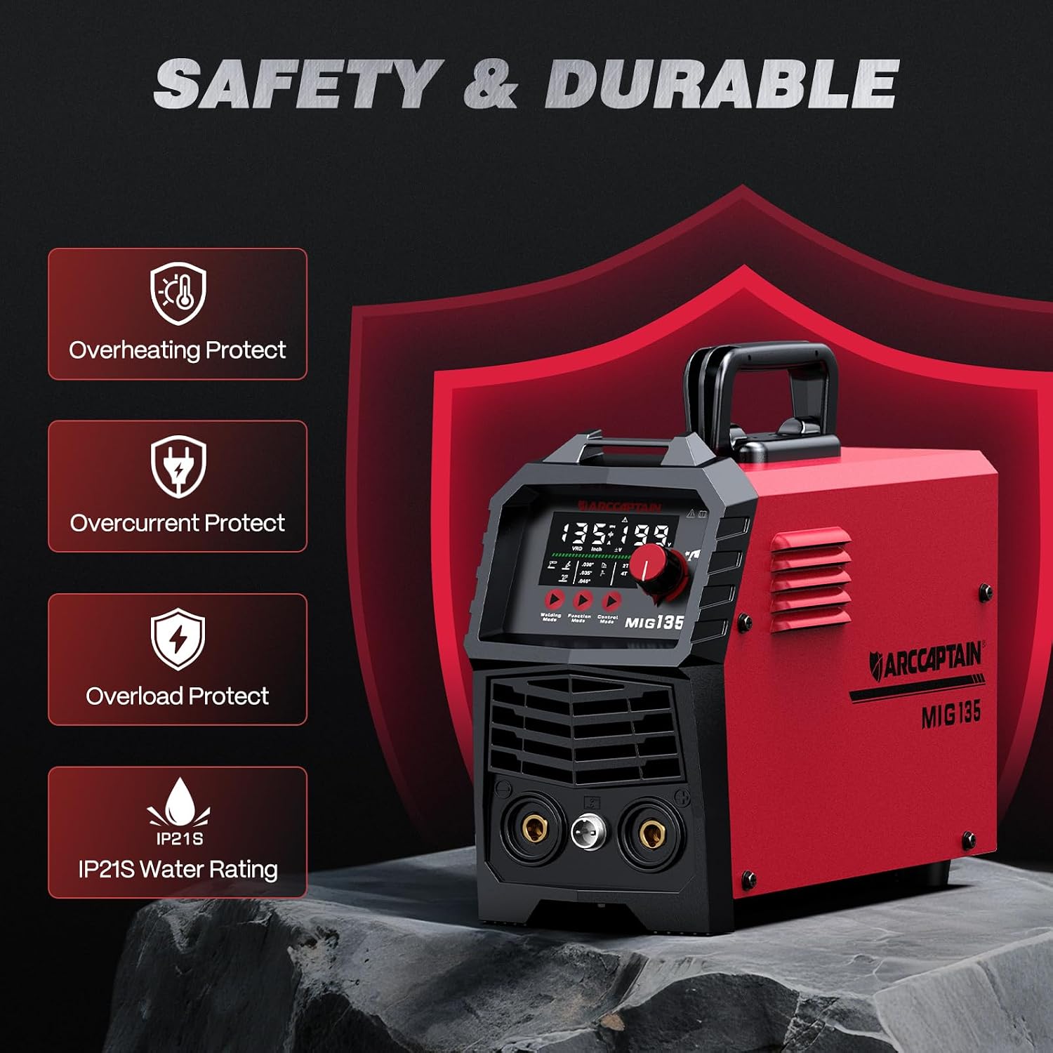 Thumbnail 6 de ARCCAPTAIN MIG135 135A 110V 3-in-1 Flux Core MIG Welder, Stick and Lift TIG