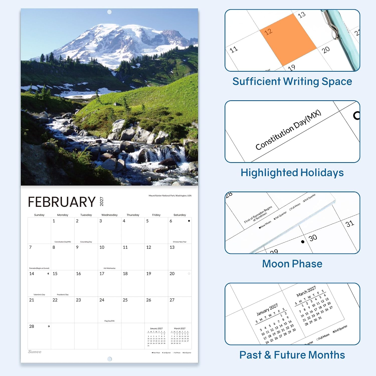 Thumbnail 6 de SUNEE 2026-2027 Wall Calendar, 16-Month World National Parks Edition