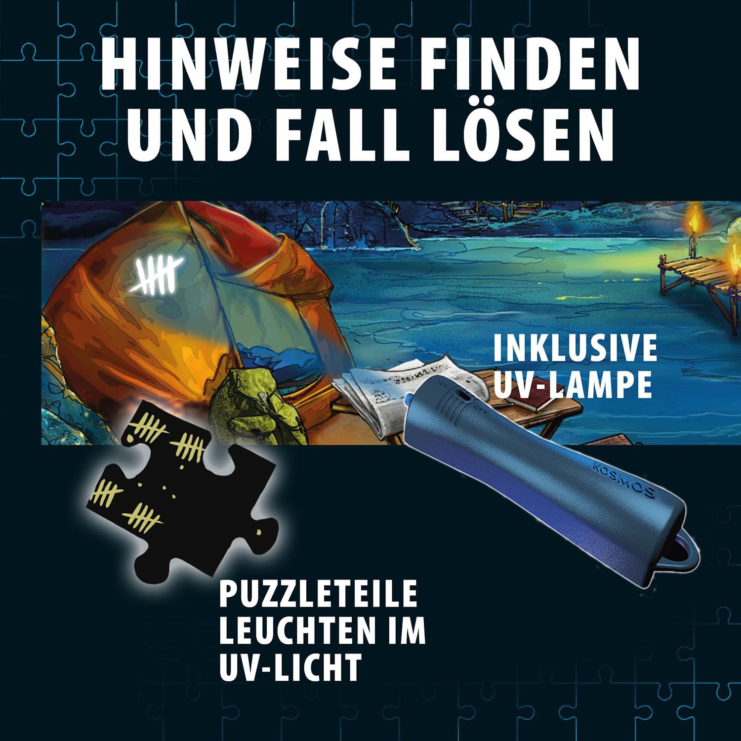 Detalle 2 de Die drei ??? Krimi-Puzzle – Das Echo der Finsternis (KOSMOS 684464)