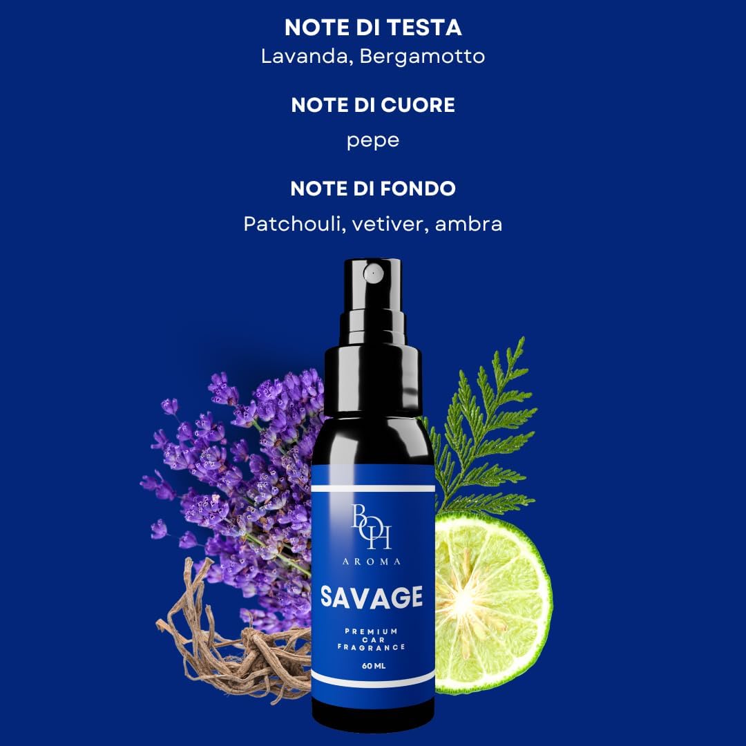 Detalle de BOH Aroma profumo per auto SAVAGE — spray profumato e neutralizzatore di odori, 60 ml