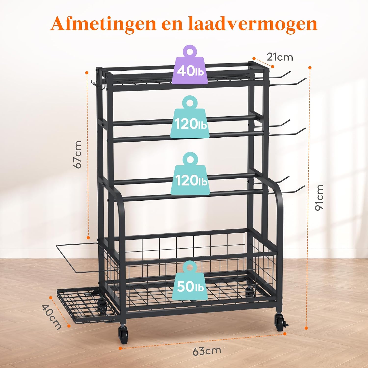Thumbnail 6 de Lifewit gewichtenrek voor thuisgym met 2 halterniveaus en wielen