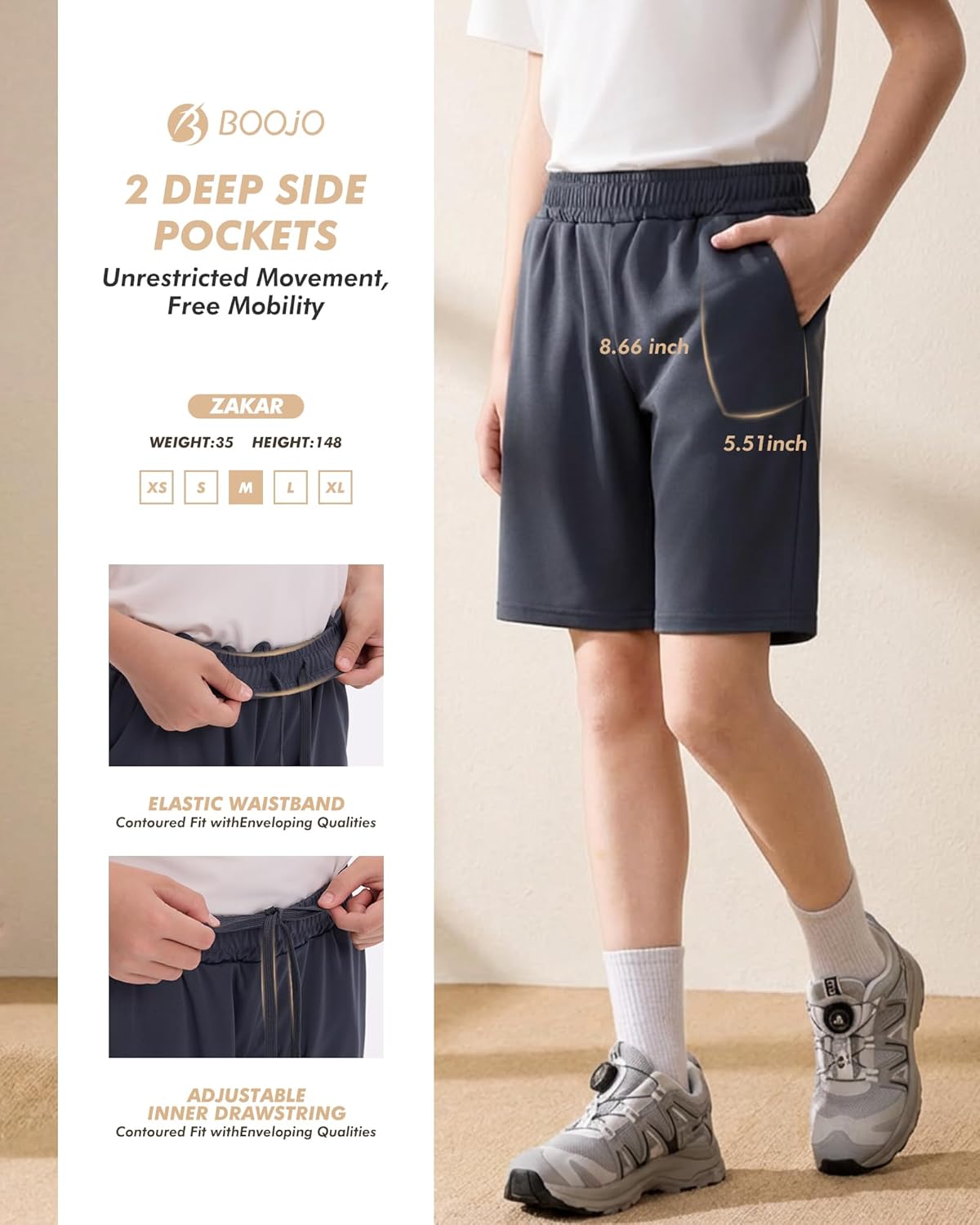 Detalle de BOOJO 5 Pack Athletic Basketball Boys Shorts 5-Pack