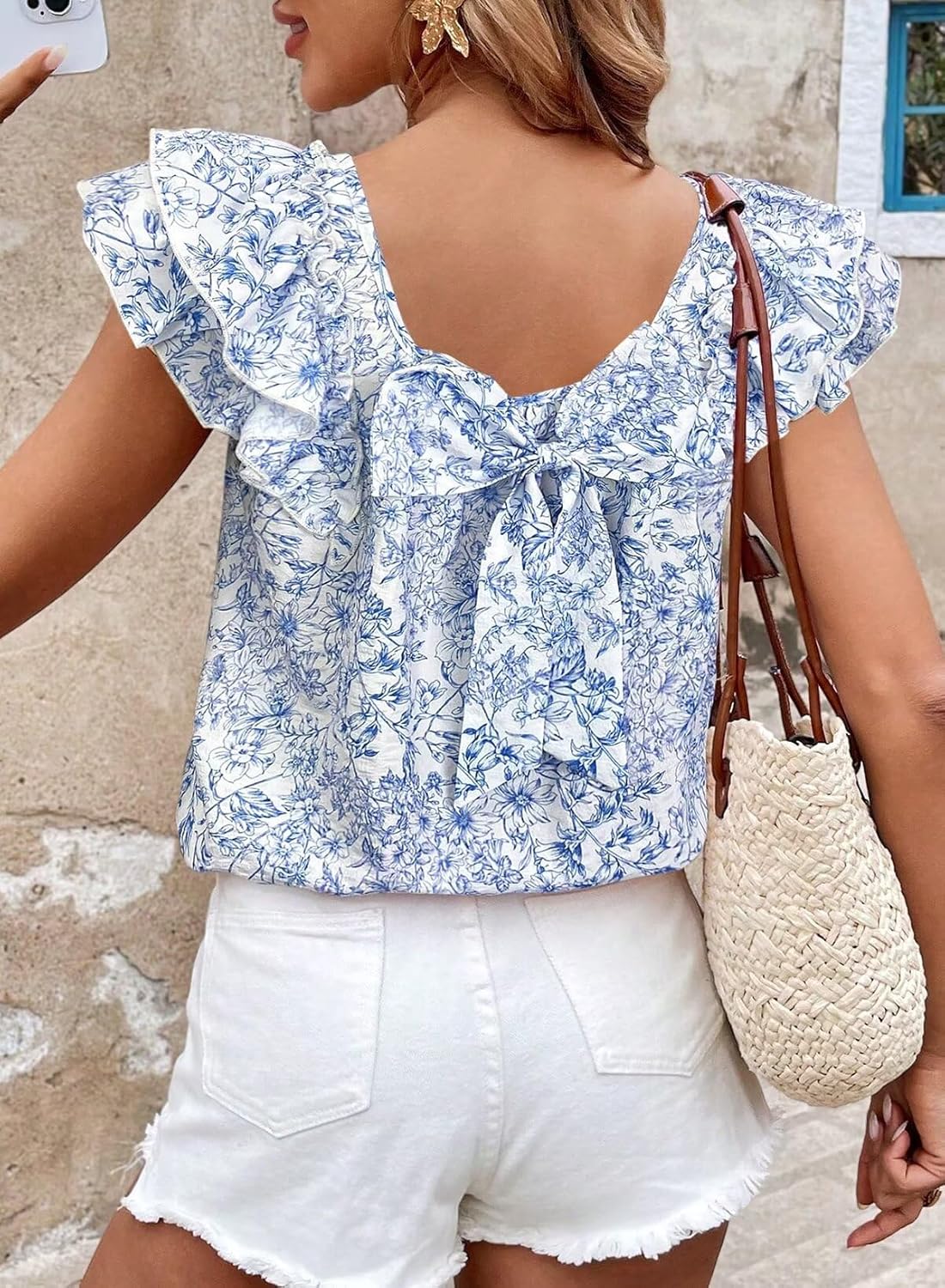 Thumbnail 3 de Falechay Blusas with Round Neck, Ruffles, and Bow Tie – Lightweight Babydoll Tunic for Women