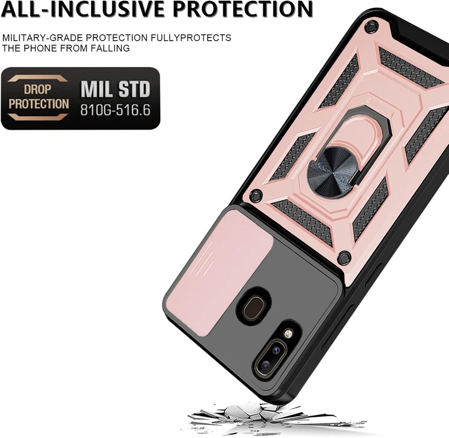 Thumbnail 3 de Asuwish Hybrid Case with Slide Camera Cover and Screen Protector for Samsung Galaxy A20/A30/A50 series