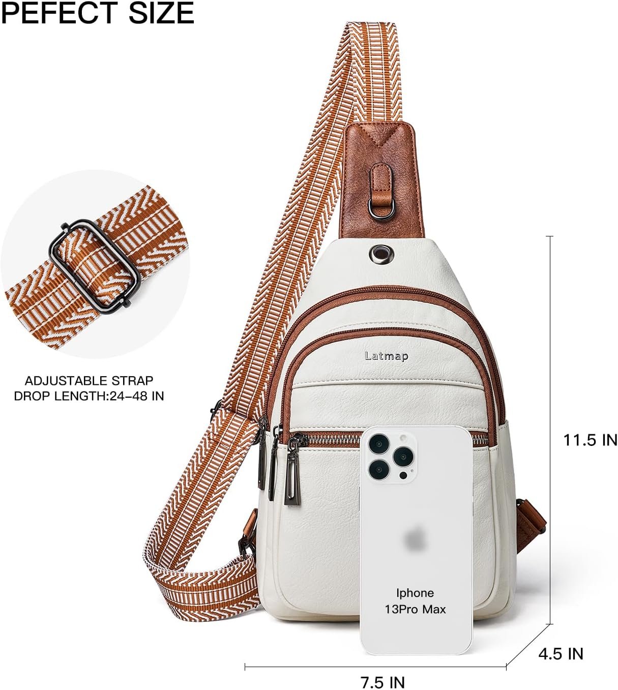 Thumbnail 3 de LATMAP Sling Bag For Women and Men – Leather Small Backpack and Crossbody Pack