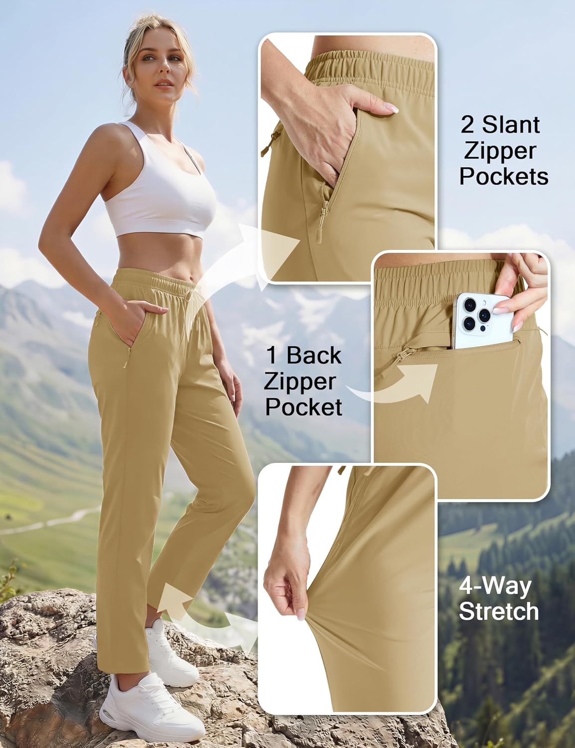 Detalle 2 de MAGCOMSEN Women's Hiking Pants, Lightweight Quick-Dry with UPF 50